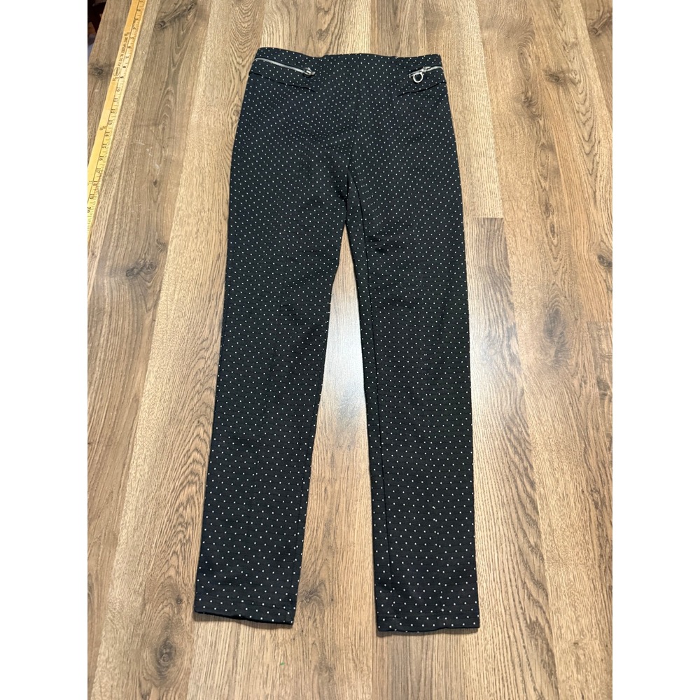 Joe B Pants Womens Size Small Black Polka Dot Pants Skinny Zipper Pockets